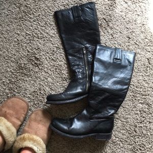Frye Dark Leather Moto Boots